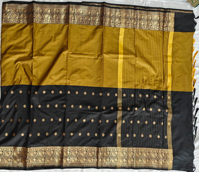 Banarasi soft dual half half shaded saree with gold zari