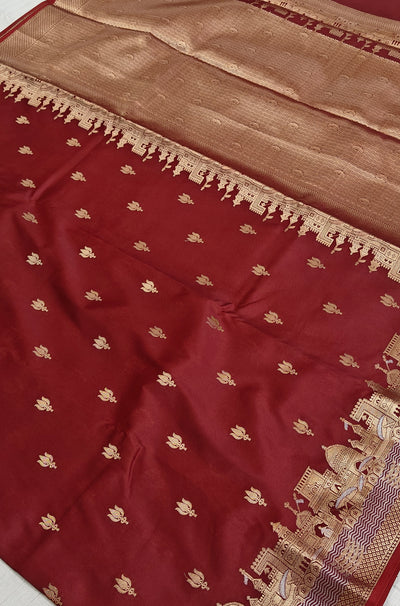 Banarasi soft katan silk saree in maroon colour
