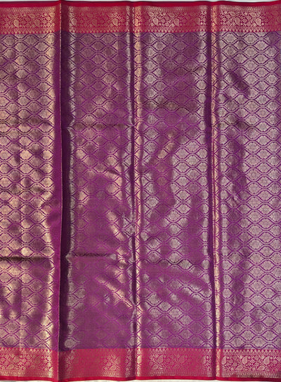 Banarasi soft katan silk saree in   blue with rani colour contrast