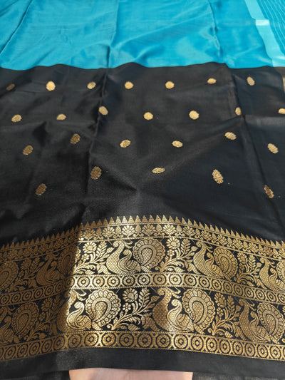 Banarasi soft dual half half shaded saree with gold zari