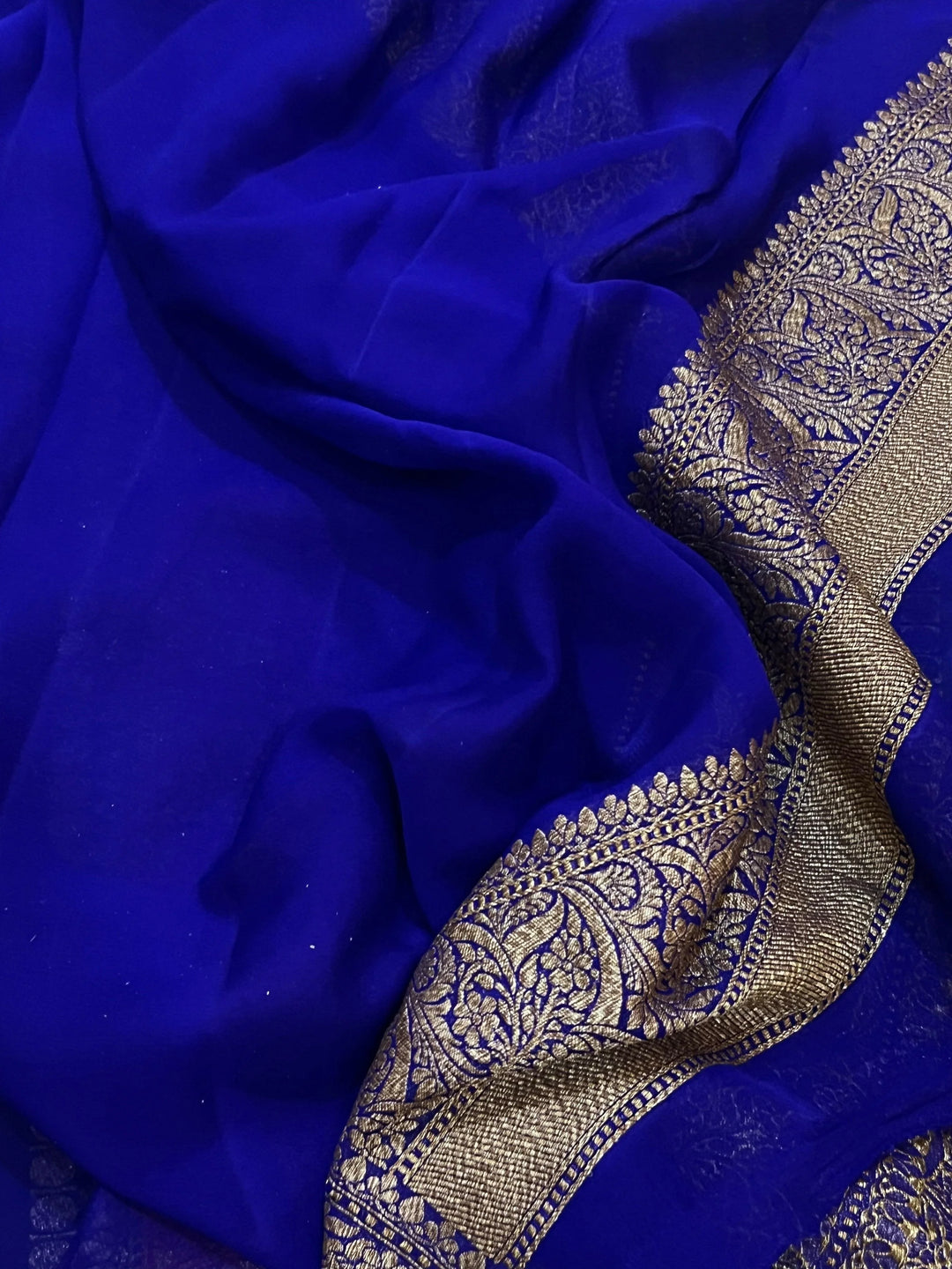 Pure georgette banarasi saree in three colour combinations (3D) with antic zari work