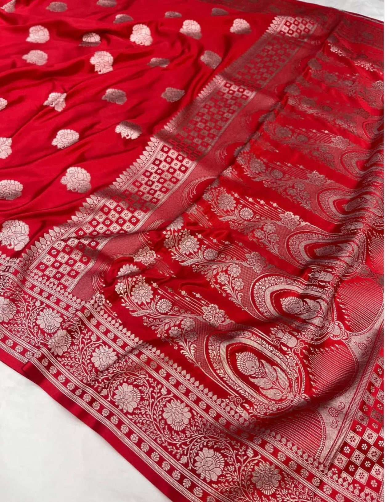 Banarasi Mashru silk saree in blood red colour