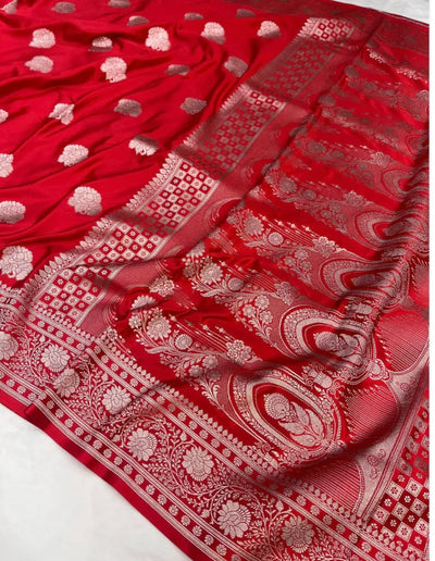 Banarasi Mashru silk saree in blood red colour