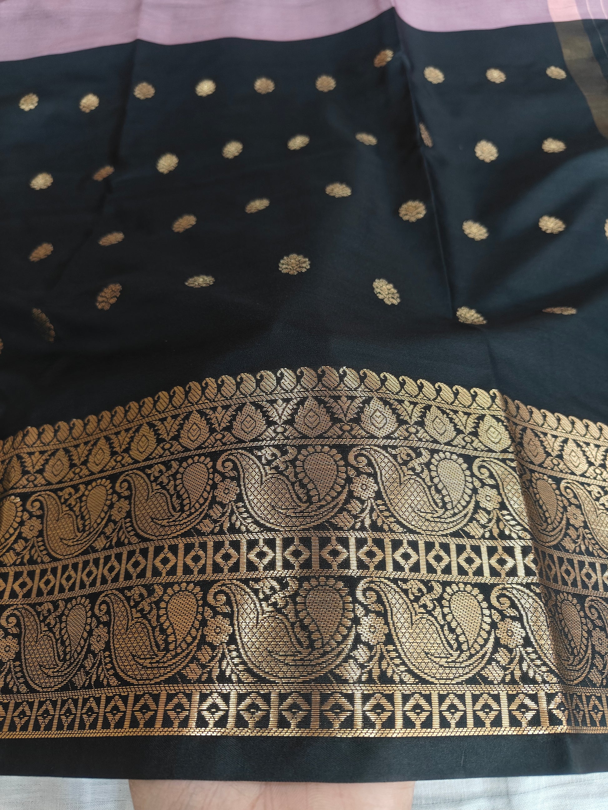 Banarasi soft dual half half shaded saree with gold zari