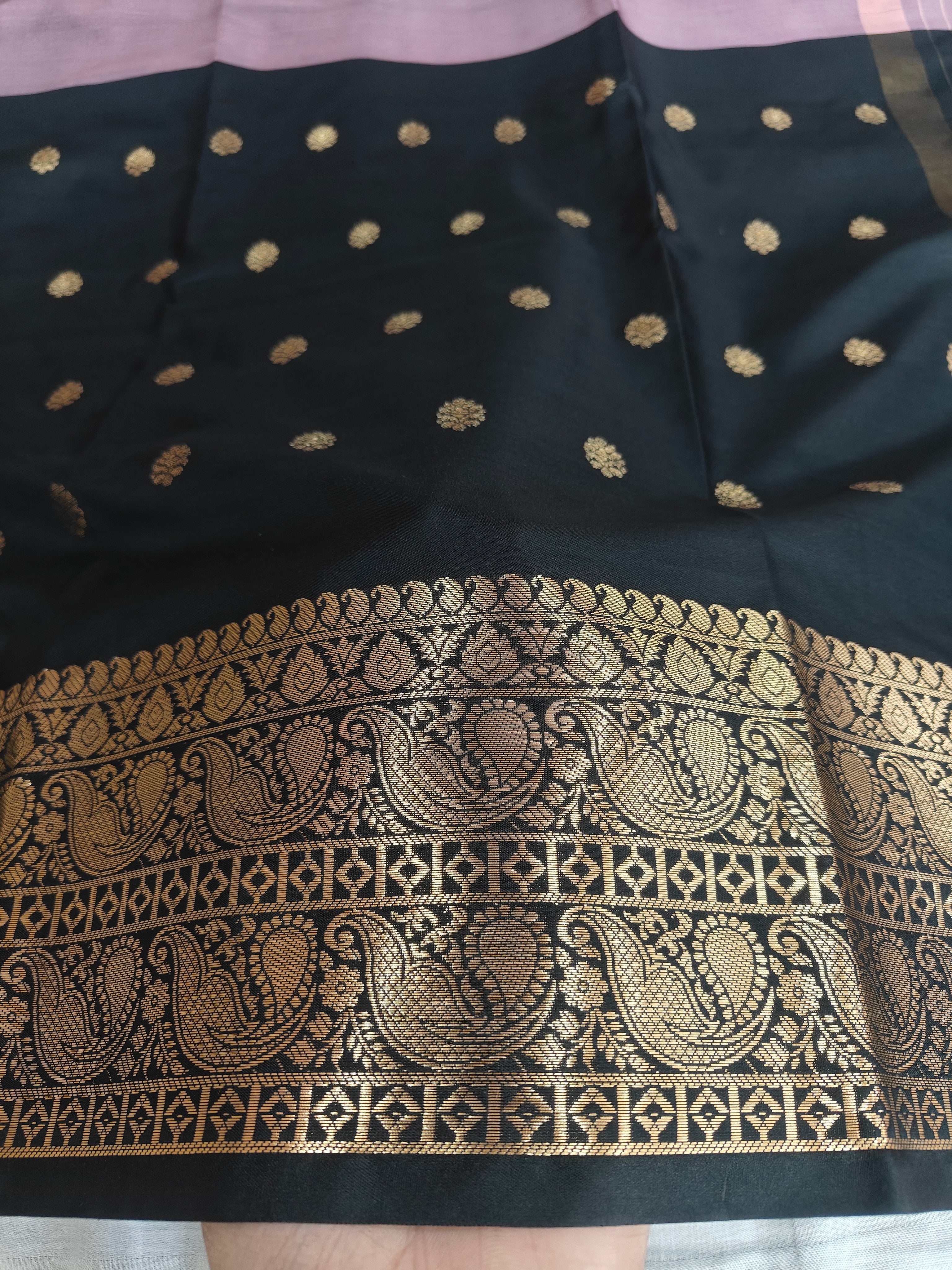 Banarasi soft dual half half shaded saree with gold zari