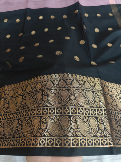 Banarasi soft dual half half shaded saree with gold zari
