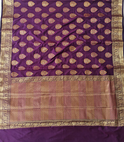 Banarasi katan by katan silk saree in purple colour with multiple meenakari work