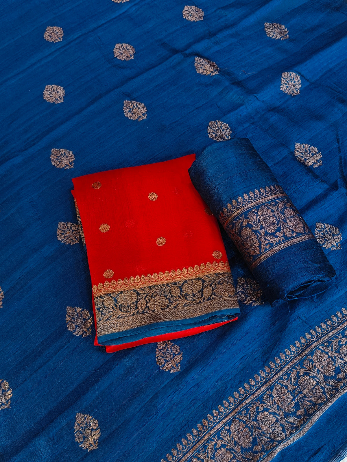 Pure handwoven Raw silk suit in beautiful combination