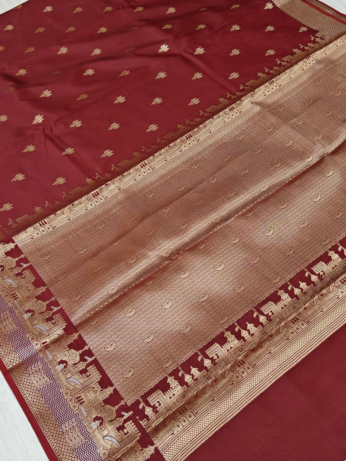 Banarasi soft katan silk saree in maroon colour