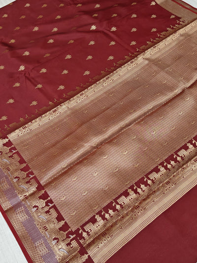 Banarasi soft katan silk saree in maroon colour