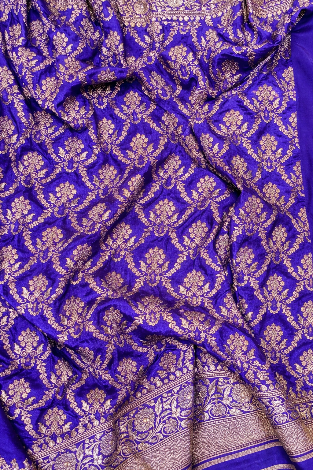 Pure khaddi crepe silk saree in royal blue colour