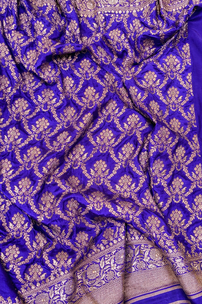 Pure khaddi crepe silk saree in royal blue colour