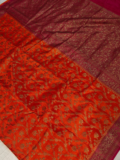 Banarasi crepe silk saree in a beautiful colour combination with soft and glossy fabric