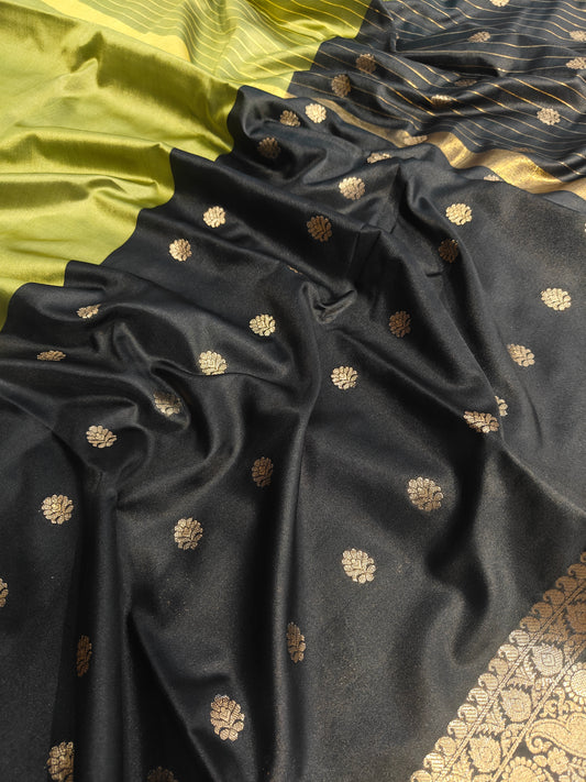 Banarasi soft dual half half shaded saree with gold zari