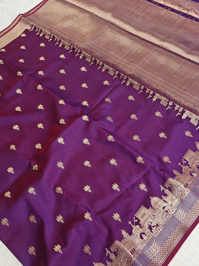 Banarasi soft katan silk saree in   purple colour