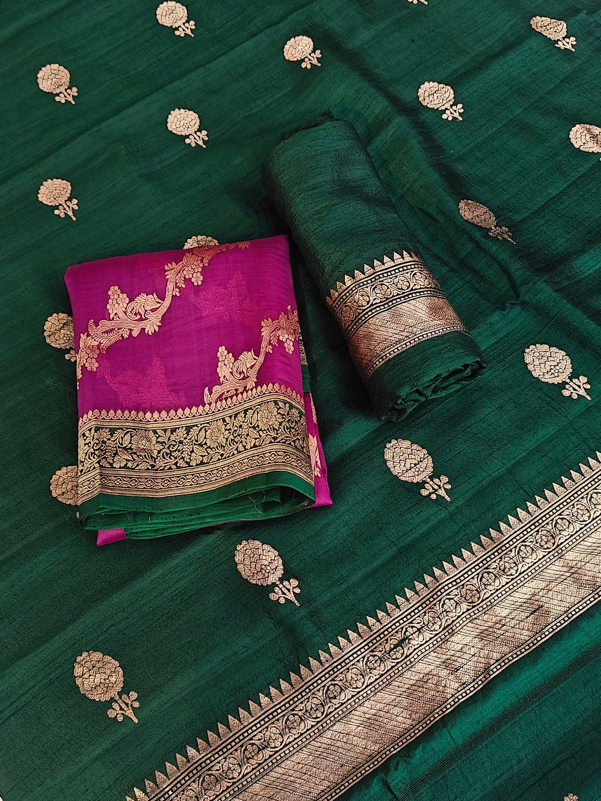 Pure handwoven Raw silk suit in beautiful combination