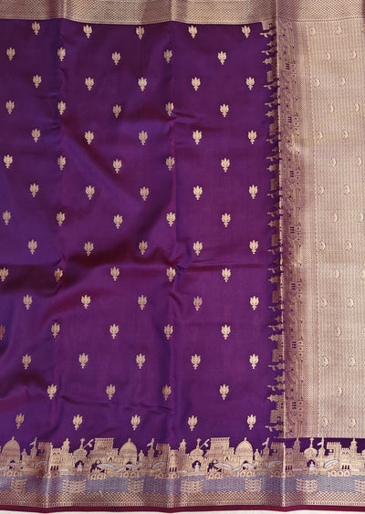 Banarasi soft katan silk saree in   purple colour