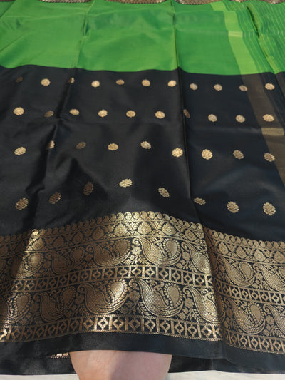 Banarasi soft dual half half shaded saree with gold zari