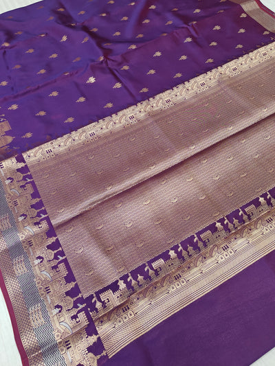 Banarasi soft katan silk saree in   purple colour