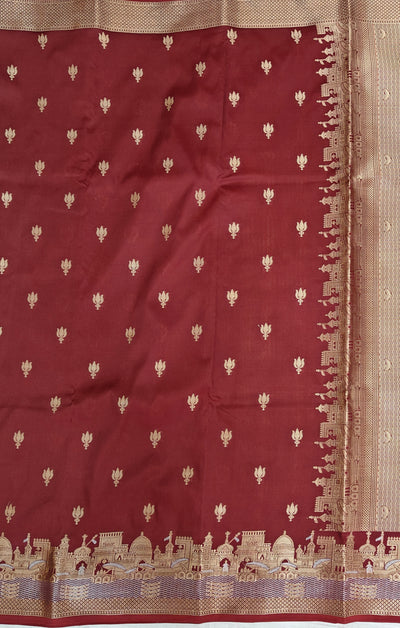 Banarasi soft katan silk saree in maroon colour