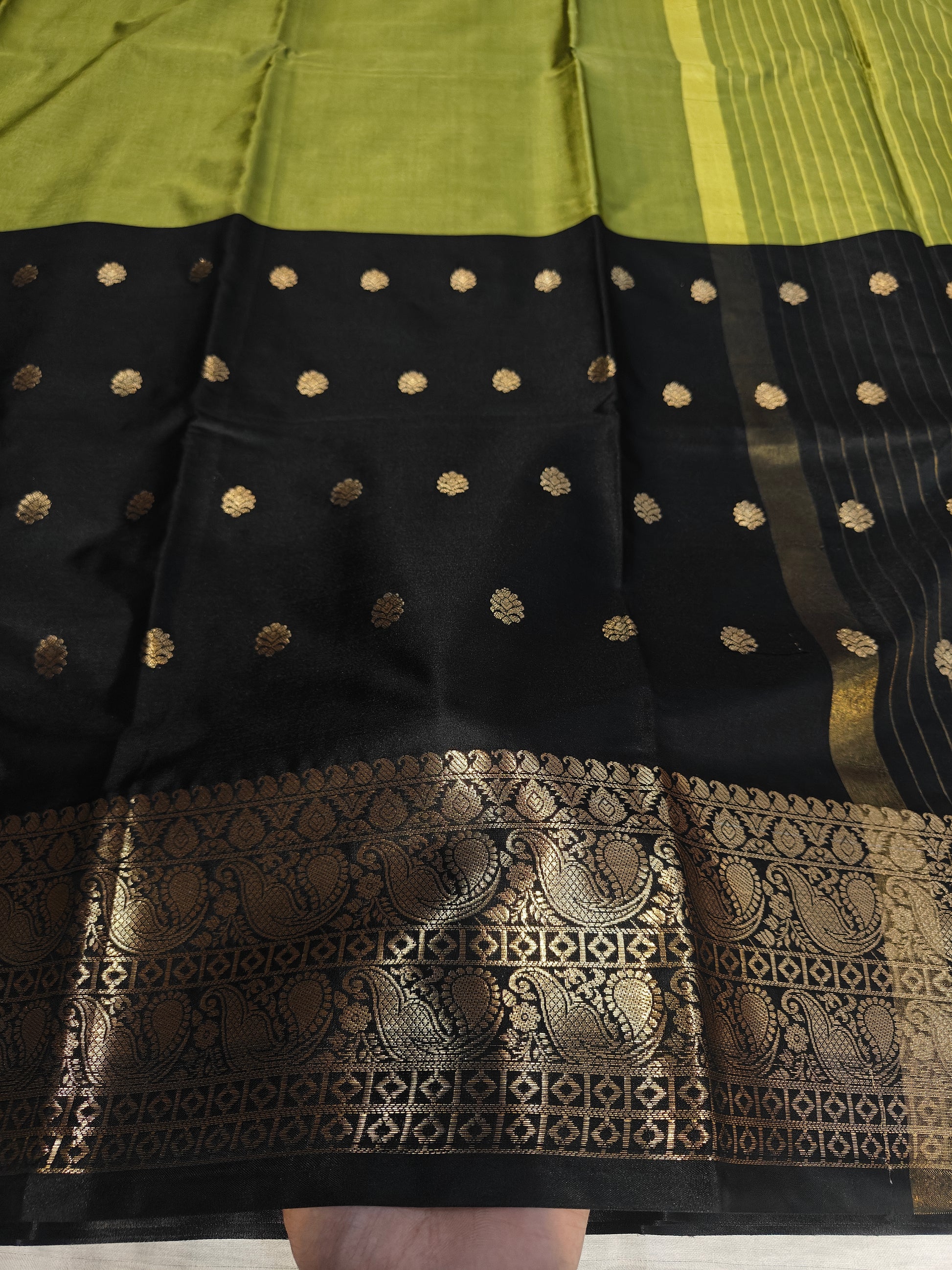 Banarasi soft dual half half shaded saree with gold zari