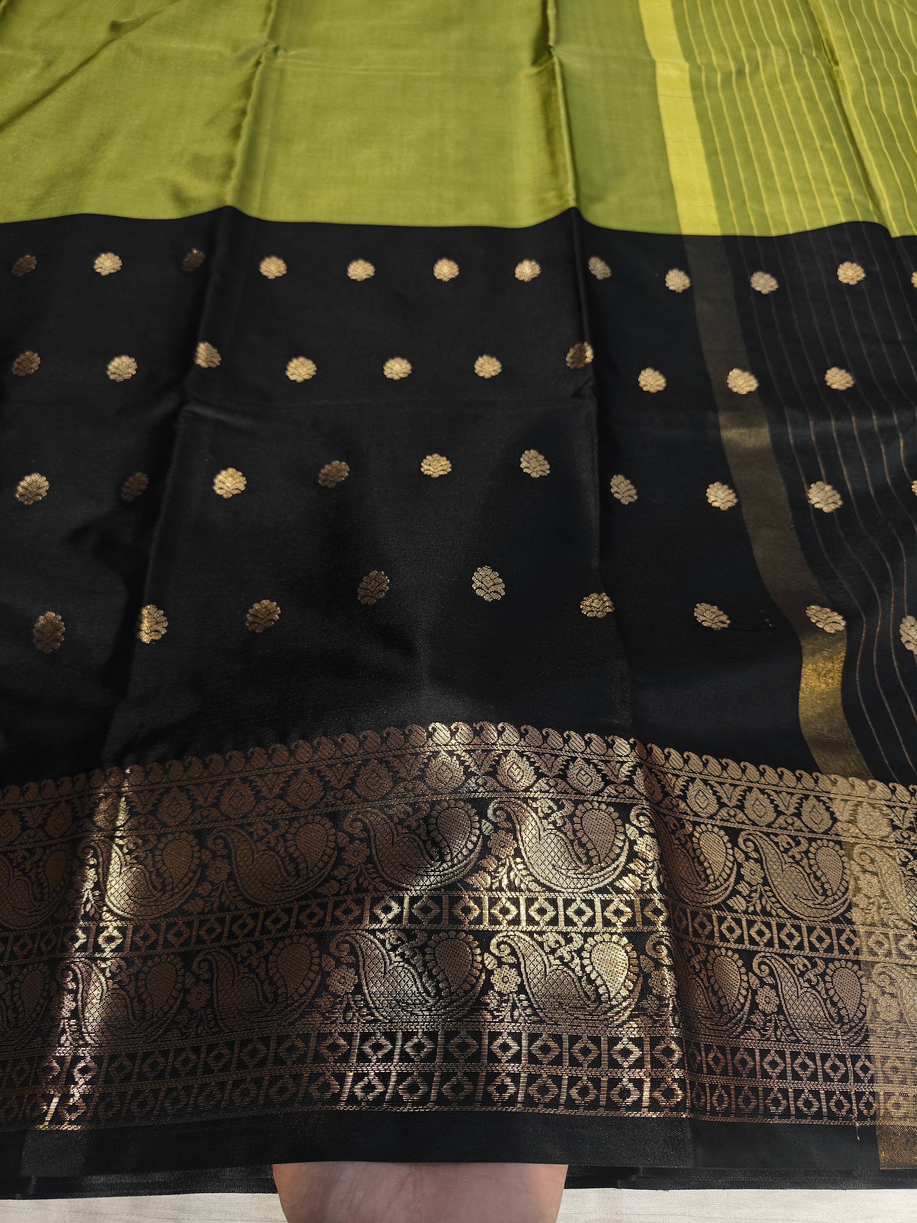 Banarasi soft dual half half shaded saree with gold zari