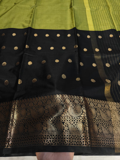 Banarasi soft dual half half shaded saree with gold zari