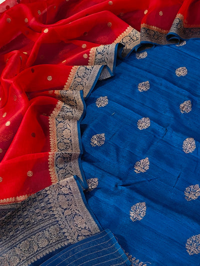 Pure handwoven Raw silk suit in beautiful combination