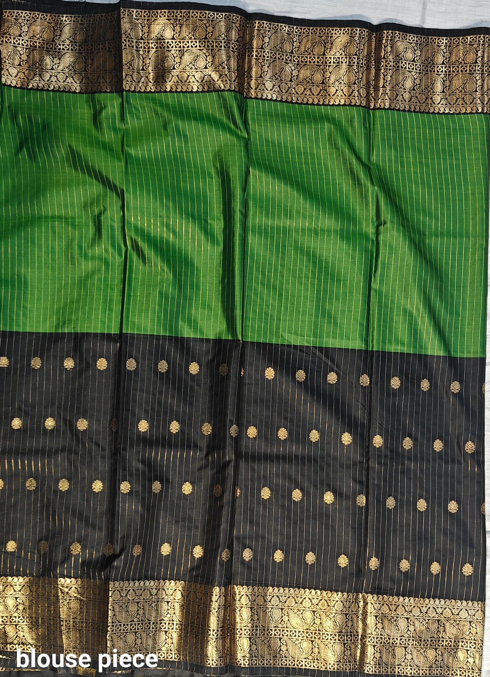 Banarasi soft dual half half shaded saree with gold zari