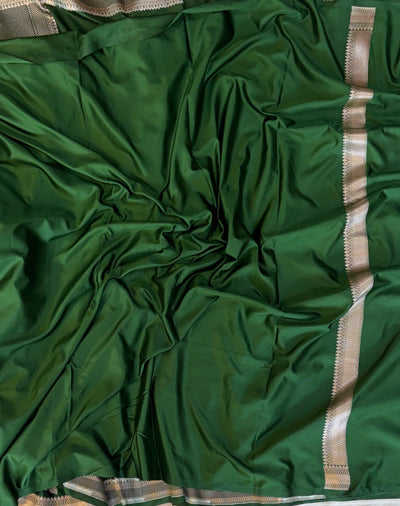 Banarasi Mashru silk saree in bottle green colour