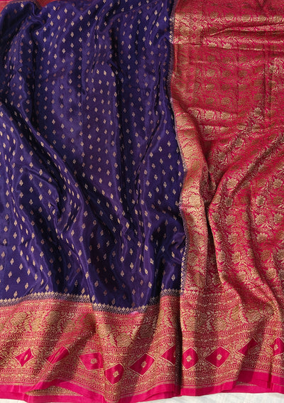 Banarasi crepe silk saree in a beautiful colour combination with soft and glossy fabric