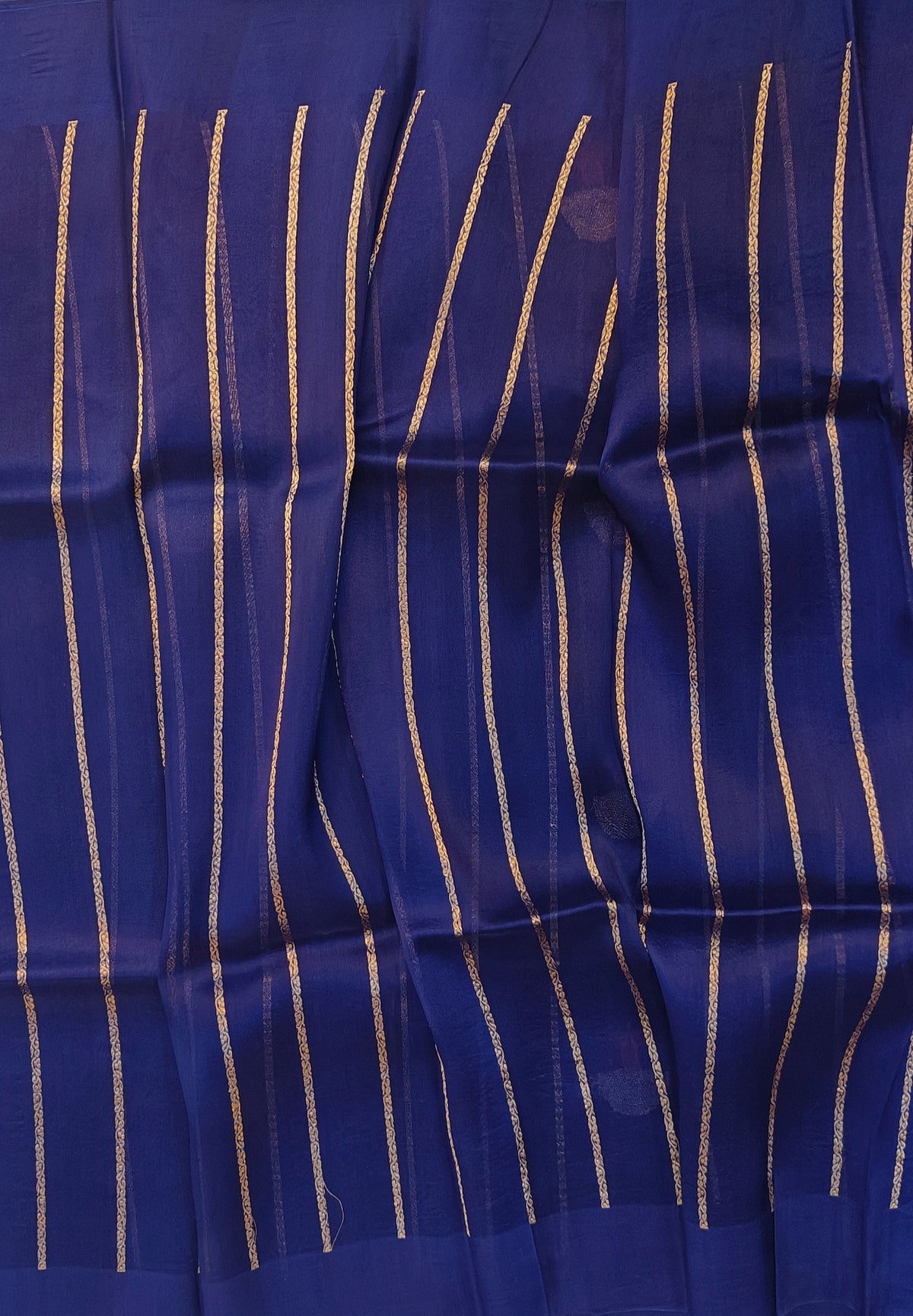 Pure handloom kora silk saree in stripes design with meenakari work in navy blue colour