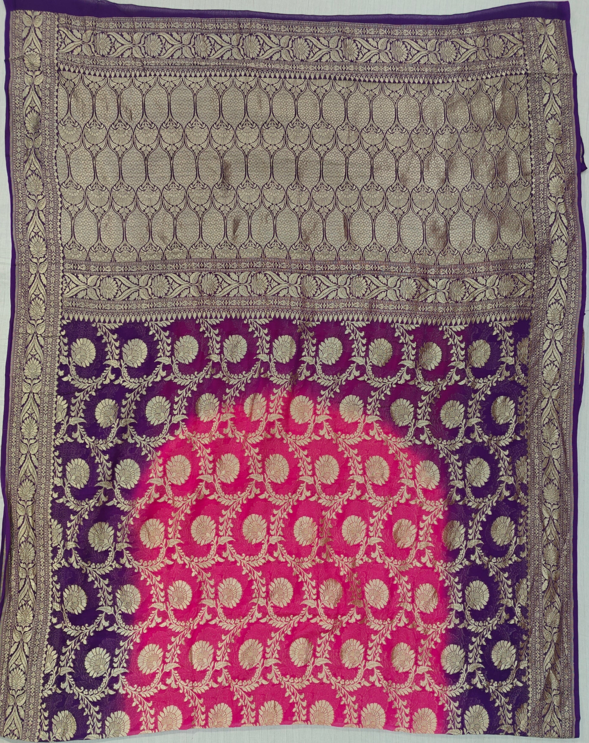 Premium Pure georgette silk sarees in beautiful pink with purple colour combination