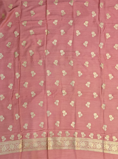 Pure moonga silk suit with meenakari work in baby pink colour