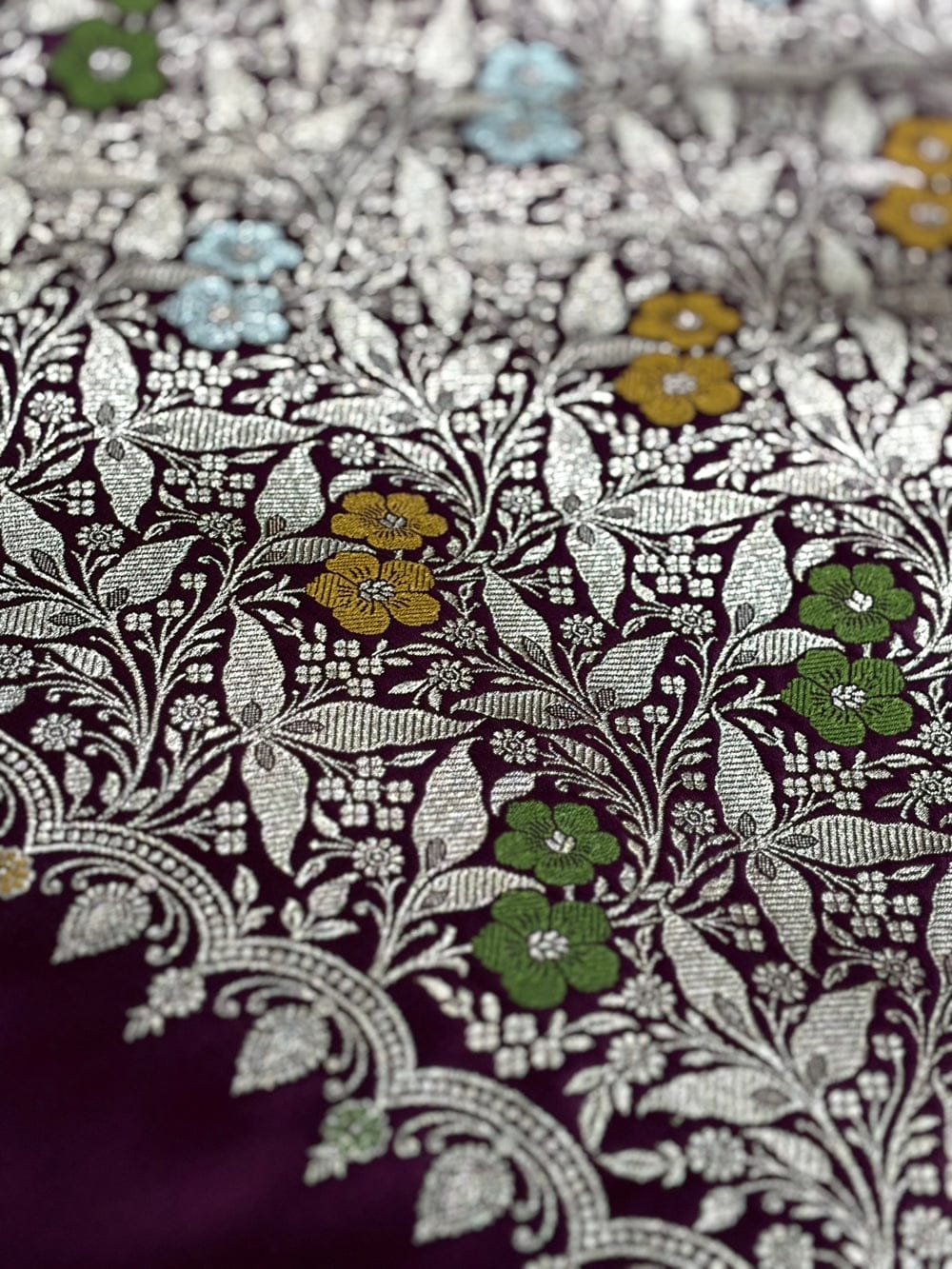 Banarasi Mashru silk meena kari work saree in magenta colour