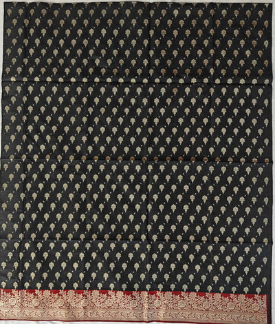 Banarasi soft silk suit in Black and Red colour combination