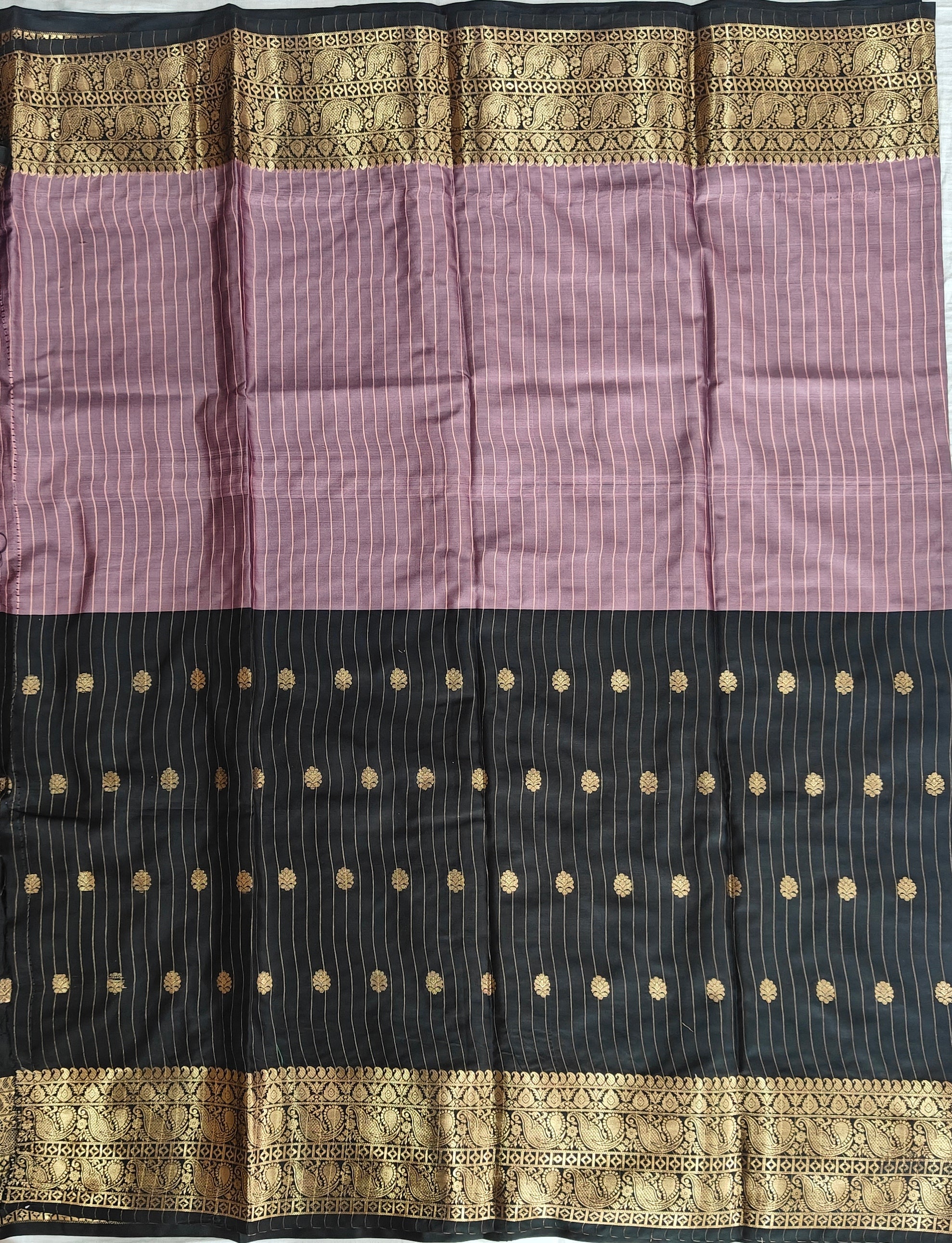 Banarasi soft dual half half shaded saree with gold zari