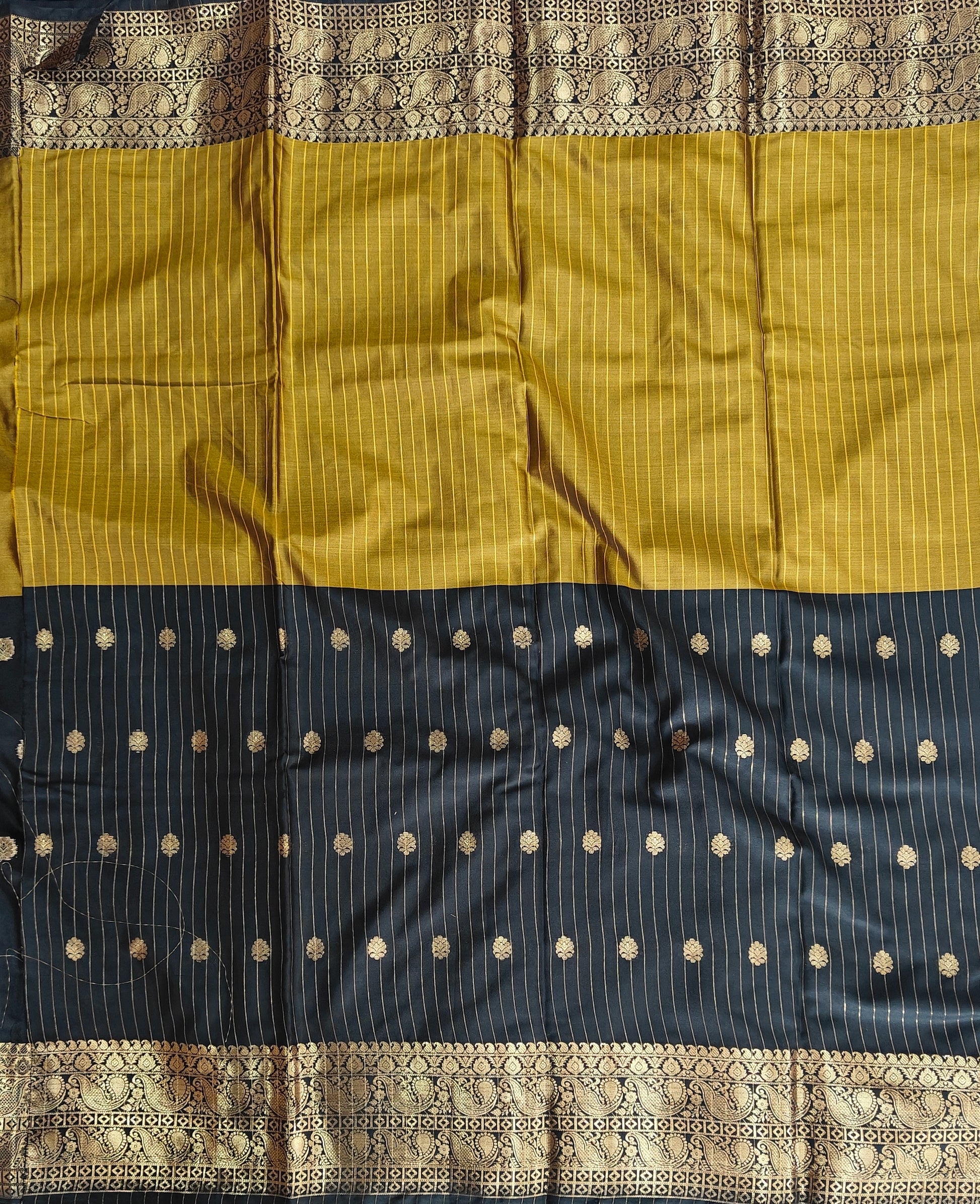 Banarasi soft dual half half shaded saree with gold zari