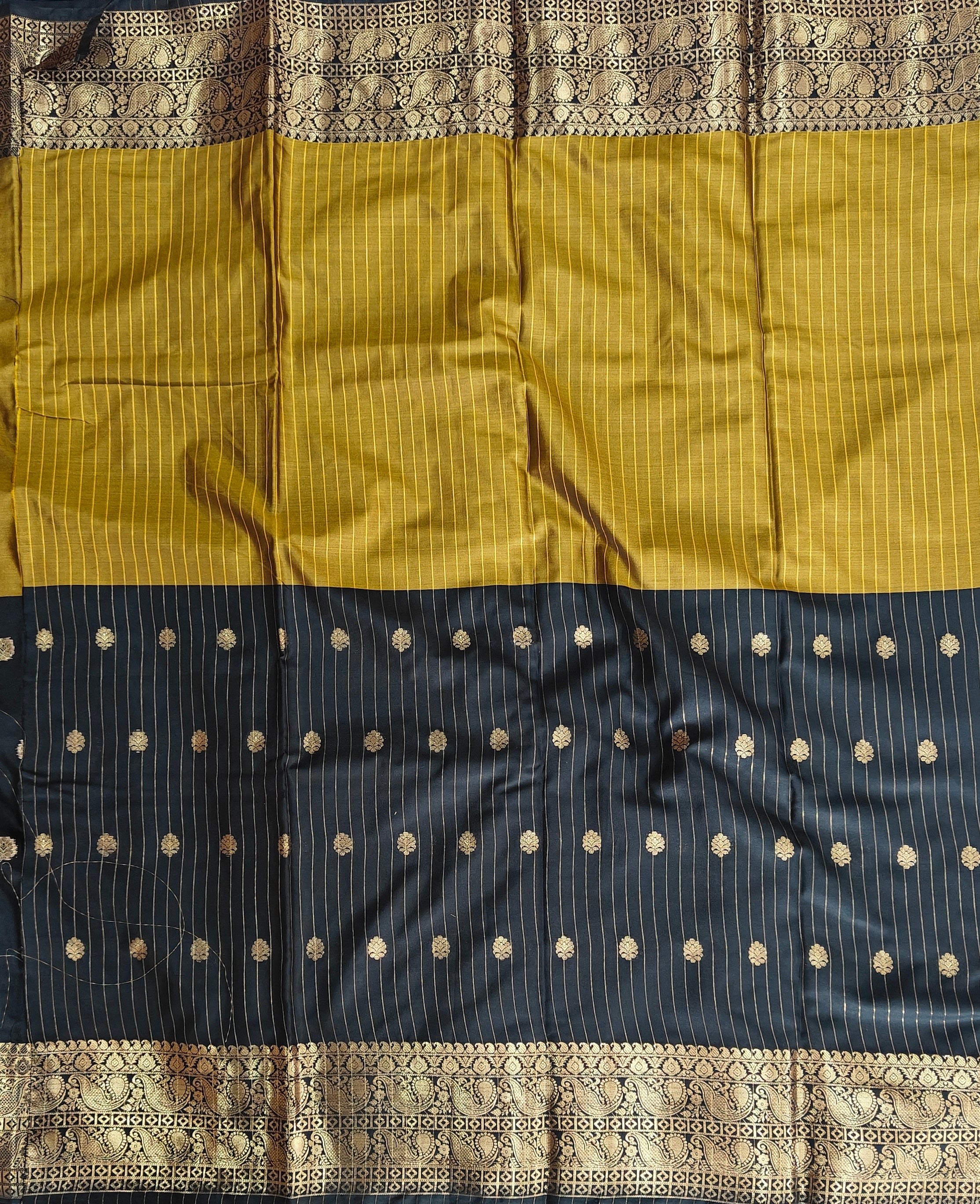 Banarasi soft dual half half shaded saree with gold zari