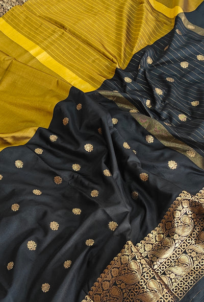Banarasi soft dual half half shaded saree with gold zari