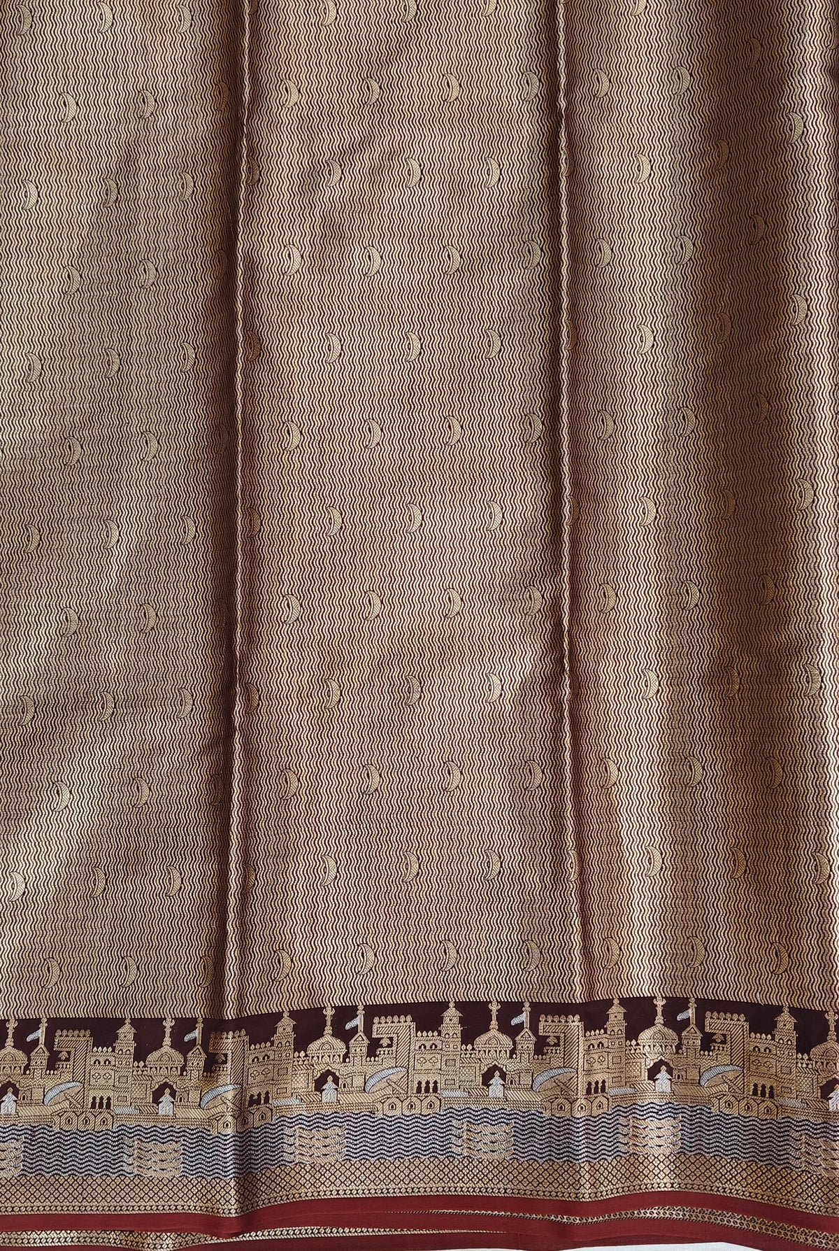 Banarasi soft katan silk saree in dark brown colour
