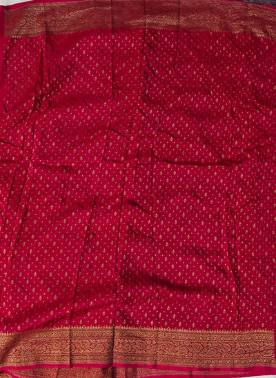 Banarasi crepe silk saree in a beautiful colour combination with soft and glossy fabric