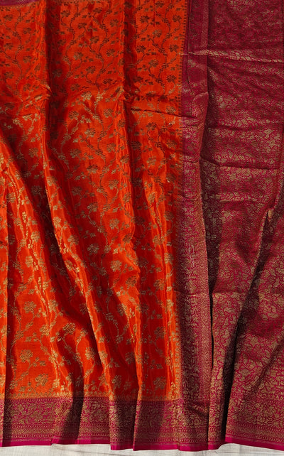 Banarasi crepe silk saree in a beautiful colour combination with soft and glossy fabric