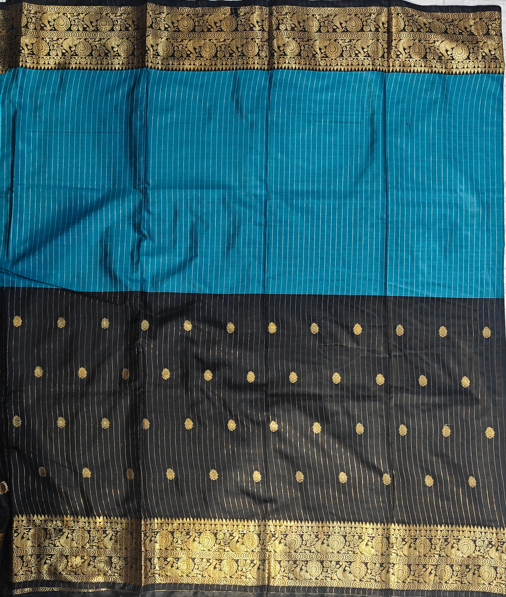 Banarasi soft dual half half shaded saree with gold zari