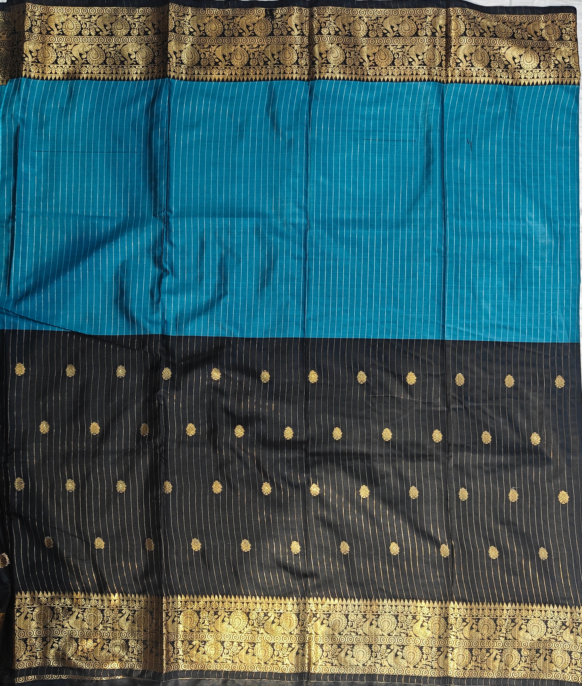 Banarasi soft dual half half shaded saree with gold zari
