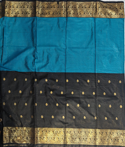 Banarasi soft dual half half shaded saree with gold zari