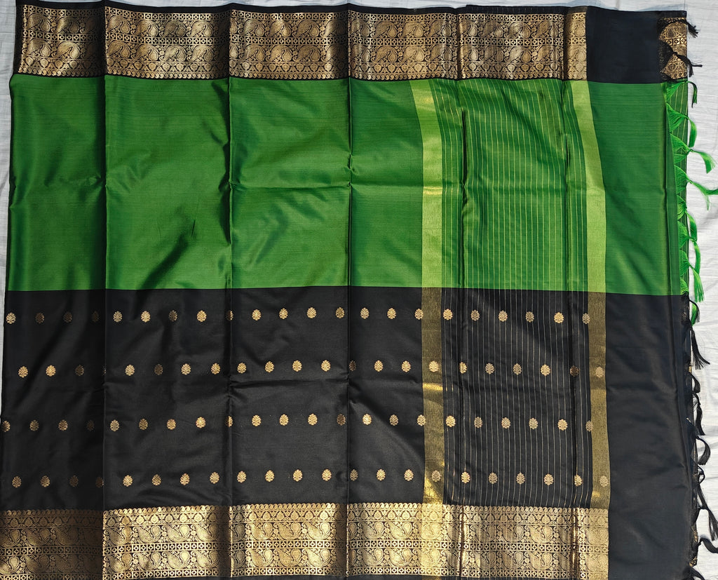 Banarasi soft dual half half shaded saree with gold zari