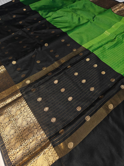 Banarasi soft dual half half shaded saree with gold zari