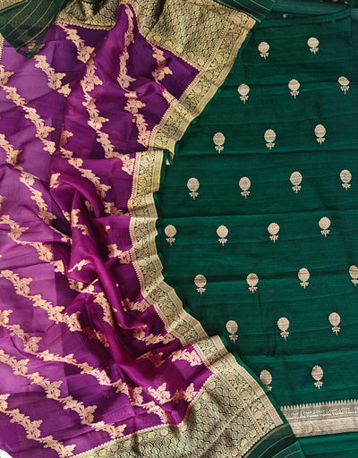 Pure handwoven Raw silk suit in beautiful combination