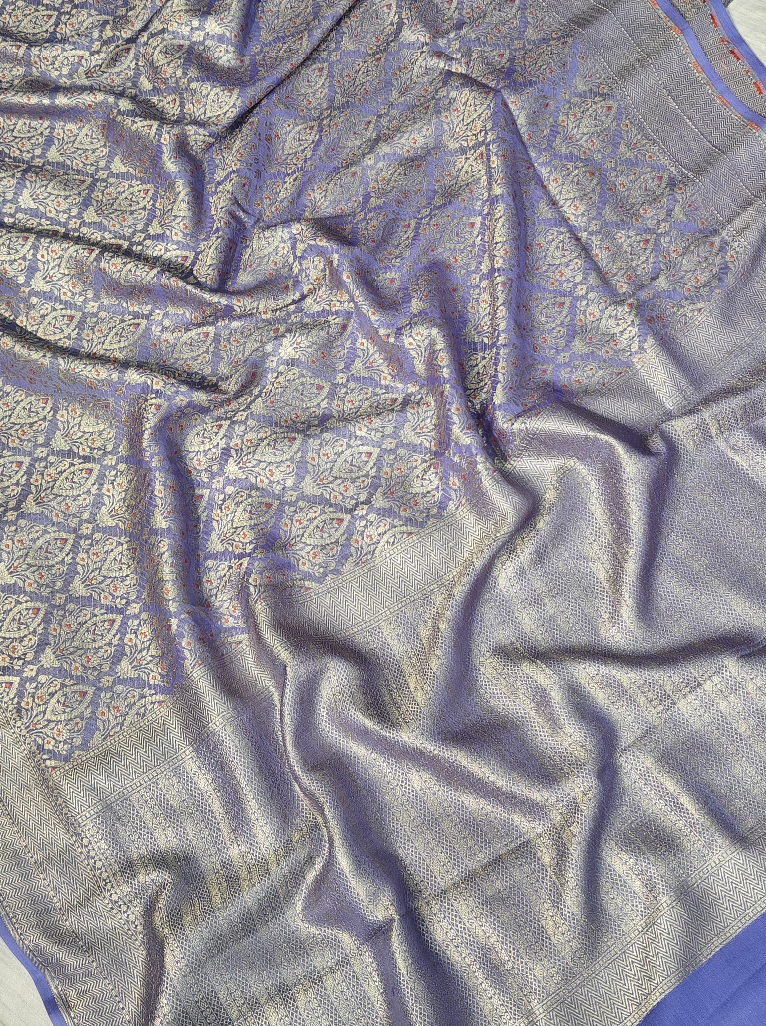 Premium Handcrafted Banarasi pure Georgette in light purple colour